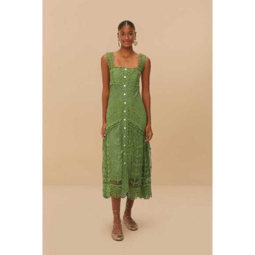 Green Nautical Guipure Maxi Dress